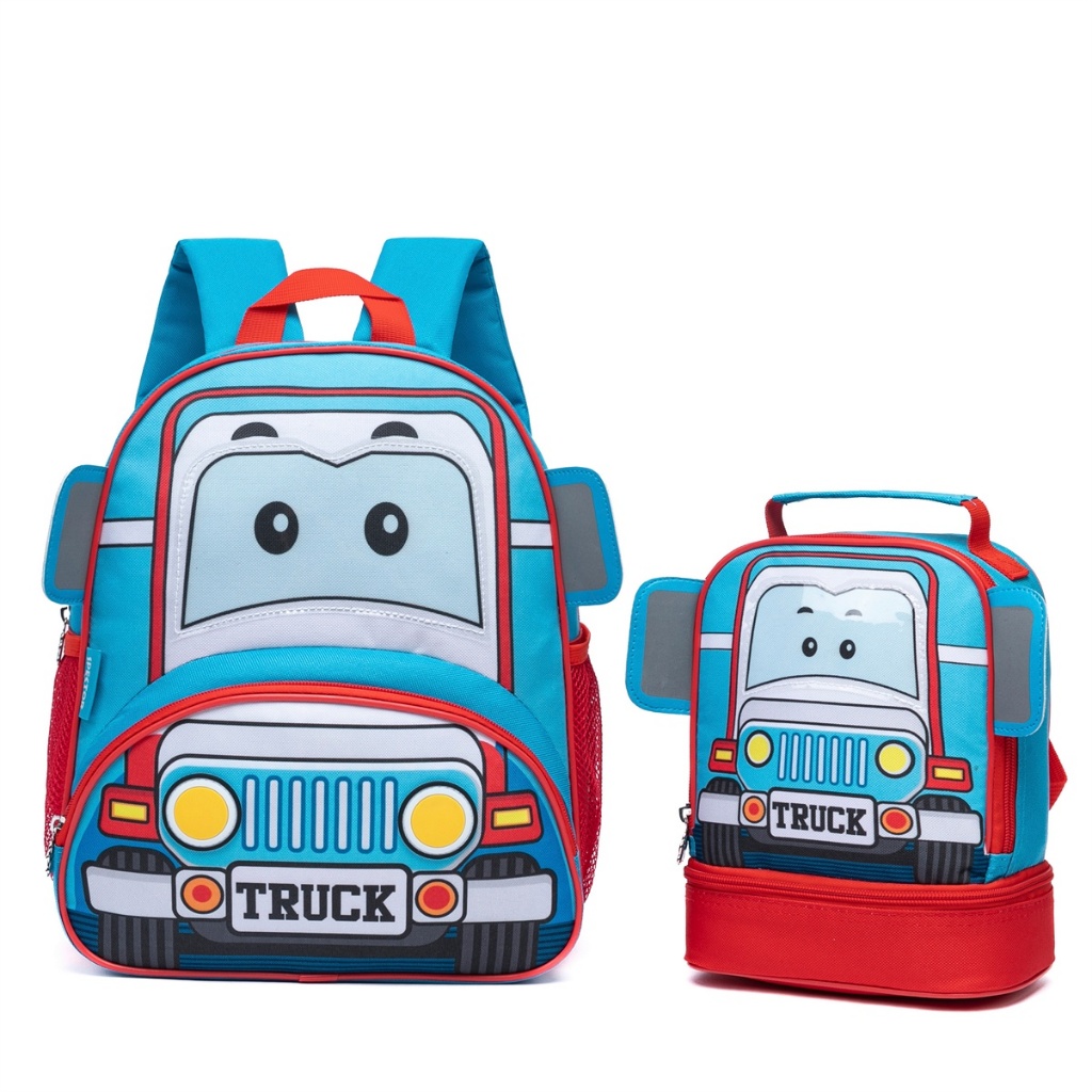 Kit Mochila Spector Lancheira Espaçosa Caminhão Infantil Resistente