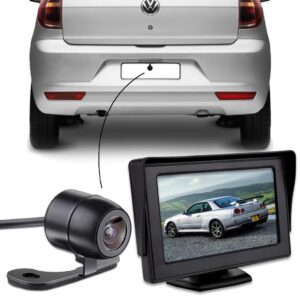 Kit Monitor Estacionamento Tela Fixa 4.3″ Câmera de Ré Borboleta HD