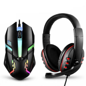Kit Mouse LED RGB E Fone Headset Para Ps4 Xbox Celular Gamer USB P2