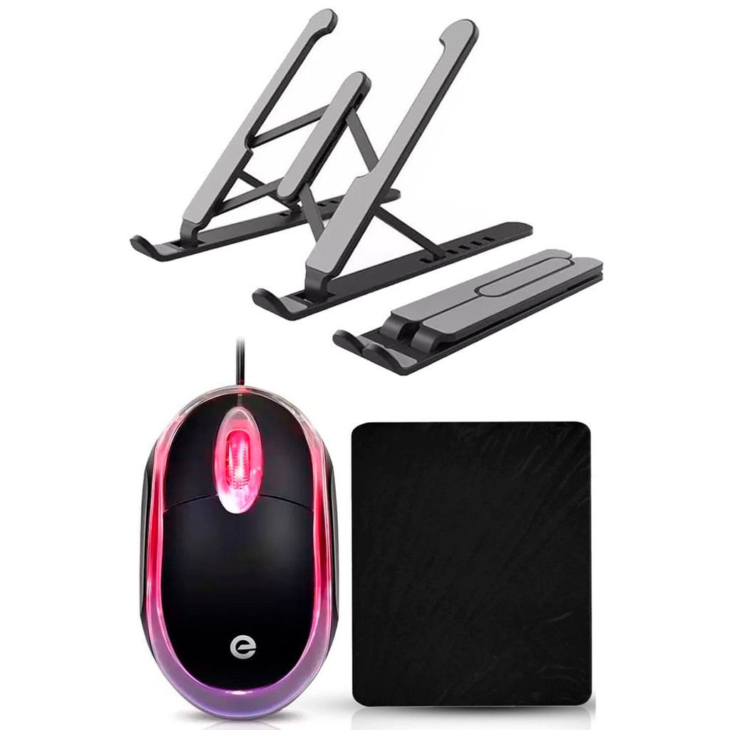 Kit Mouse Usb Óptico Com Fio exbom Mouse Pad Pequeno 17x21cm Base — Informática