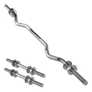 Kit Musculação Barra W Maciça Par De Halteres Cromado Para Treino Em