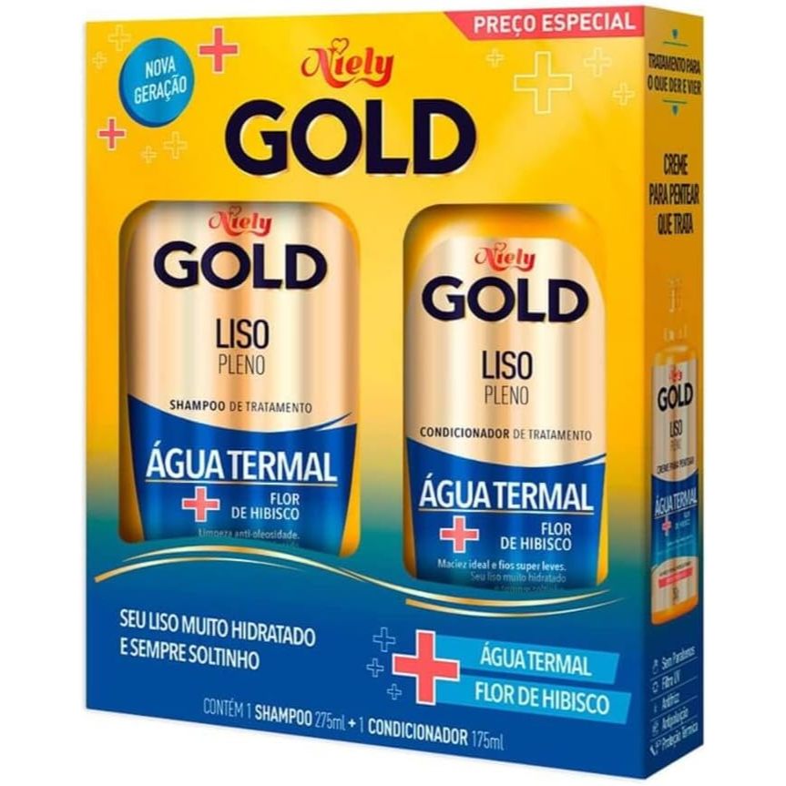 Kit Niely Gold Liso Pleno Shampoo 275ml Condicionador 175ml