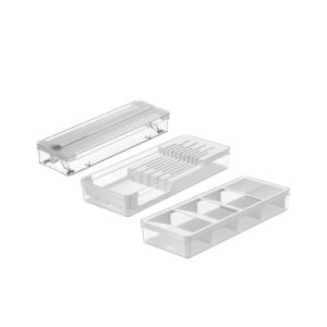 Kit organizador de gavetas Ou 3 peças Linha Clear Branco