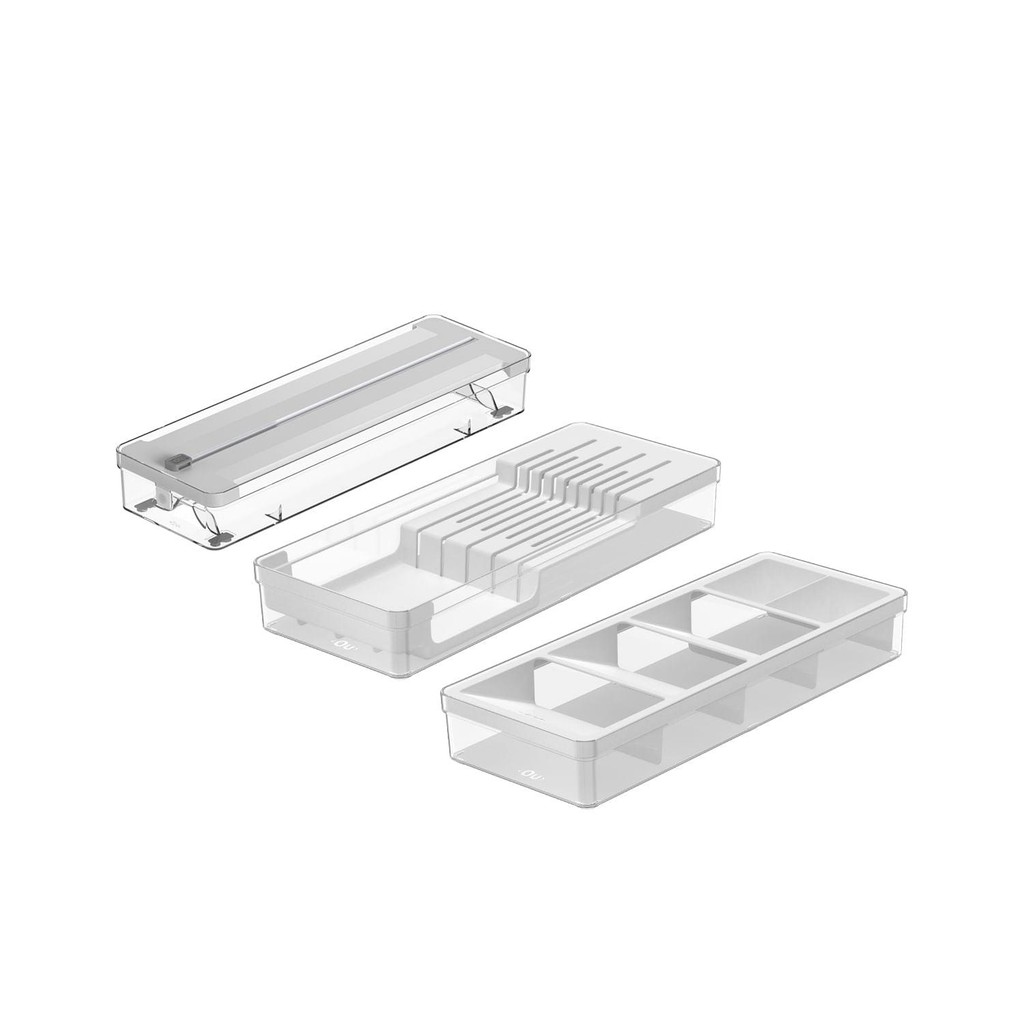 Kit organizador de gavetas Ou 3 peças Linha Clear Branco