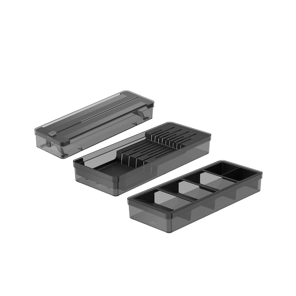 Kit organizador de gavetas Ou 3 peças Linha Clear Preto — Organização
