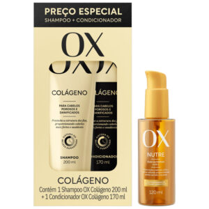 Kit OX Colágeno Shampoo Condicionador Óleo Capilar Nutritivo 120ml