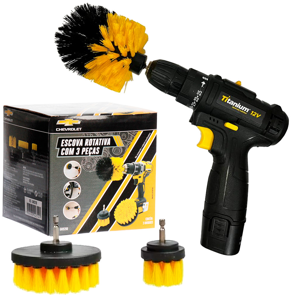 Kit Parafusadeira 12v Com Carregador E Bateria Escovas Rotativas Para