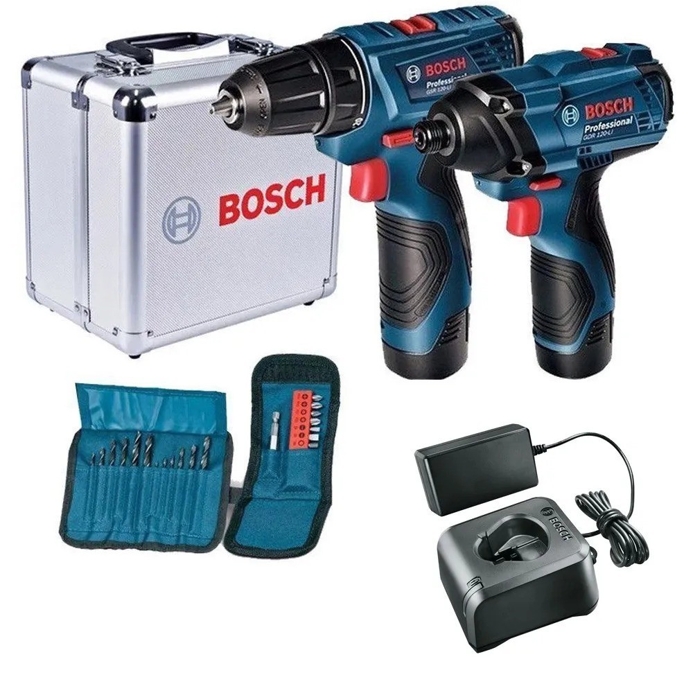 Kit Parafusadeira E Furadeira Bateria 12v Bosch Gsr120li Gdr120li