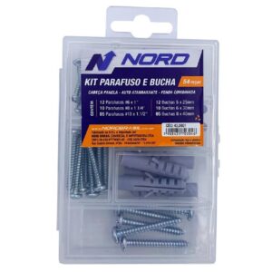 Kit Parafuso Cabeça Panela e Bucha 54 Peças Nord