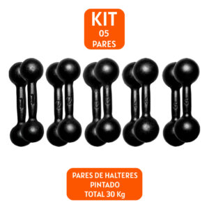 Kit Pares De Halter Bola Pintado 1 a 5kg Treino Musculação Peso Livre