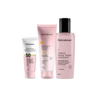 Kit Peeling Glow Up Hidrabene Tônico Ácido Glicólico 7% Sabonete