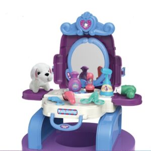 Kit Penteadeira Banho e Tosa Pet Brinquedo Infantil 2 em 1 Vira