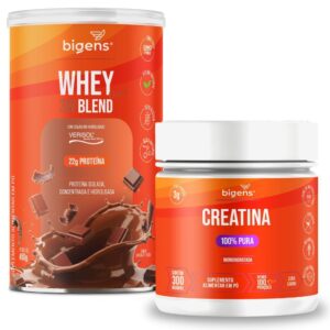 Kit Perfomance Creatina Monohidratada 100% Pura Whey Protein 3W Blend