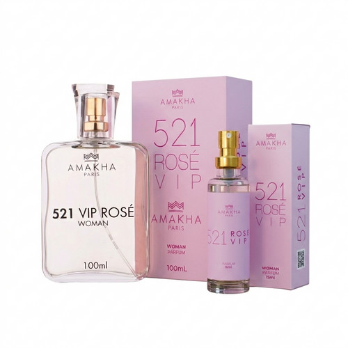 Kit Perfumada 521 Vip Rosé: Perfume 15ml 100ml Amakha Paris