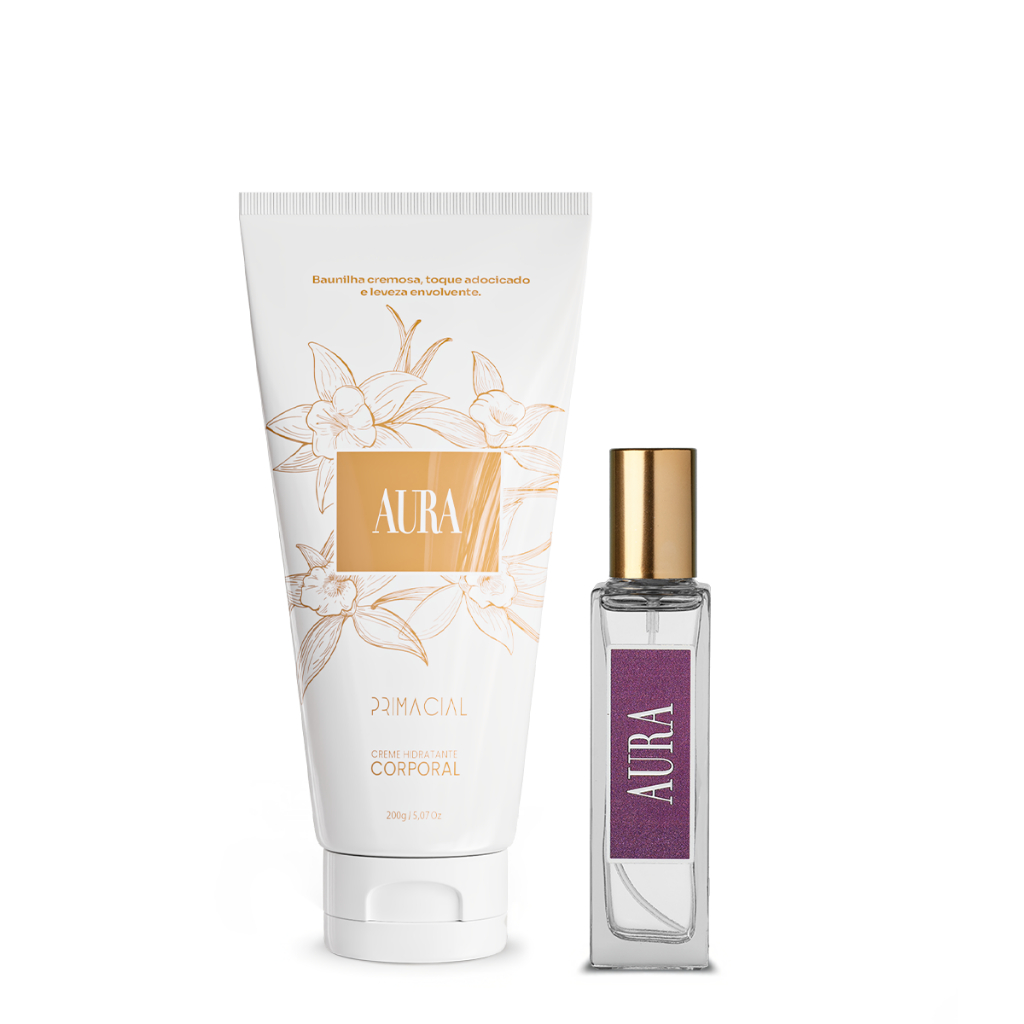 Kit Perfume Feminino Aura 30ML Creme Hidratante 200G Primacial