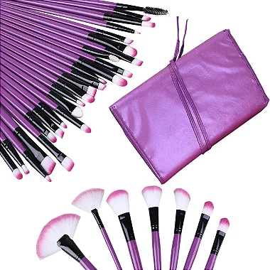 Kit Pincéis Maquiagem Profissional 32 Peças com Estojo Organizador