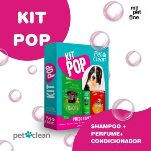 Kit Pop Pet Clean Shampoo Perfume Condicionador para Cães e Gatos Kit