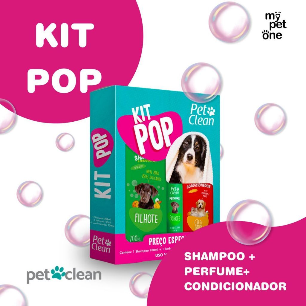 Kit Pop Pet Clean Shampoo Perfume Condicionador para Cães e Gatos Kit — Perfumes