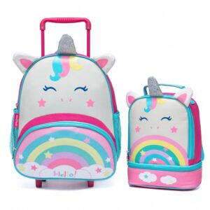 Kit Pré Escola Mochila Spector Carrinho Lancheira Unicórnio Menina
