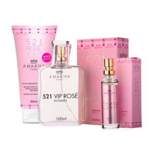 Kit Premium 521 Vip Rosé: Perfume 100ml 15ml Hidratante Amakha Paris