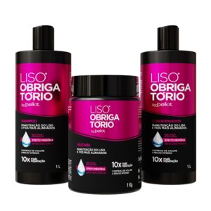 Kit Profissional Liso Obrigatório 1L Belkit Shampoo, Condicionador e