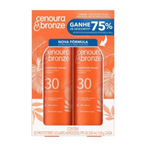 Kit Protetor Solar Corporal Aerossol Cenoura Bronze 200ml 2 Unidades