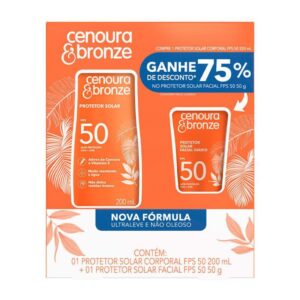 Kit Protetor Solar Corporal Cenoura Bronze 200ml Protetor Solar