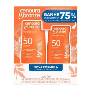 Kit Protetor Solar Corporal Cenoura Bronze 200ml Protetor Solar