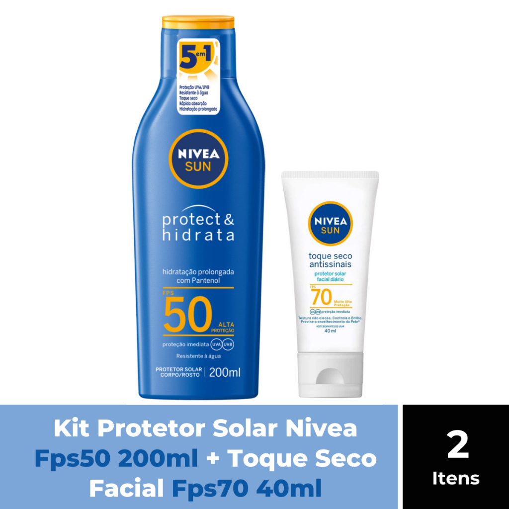 Kit Protetor Solar Nivea 200ml Toque Seco Facial
