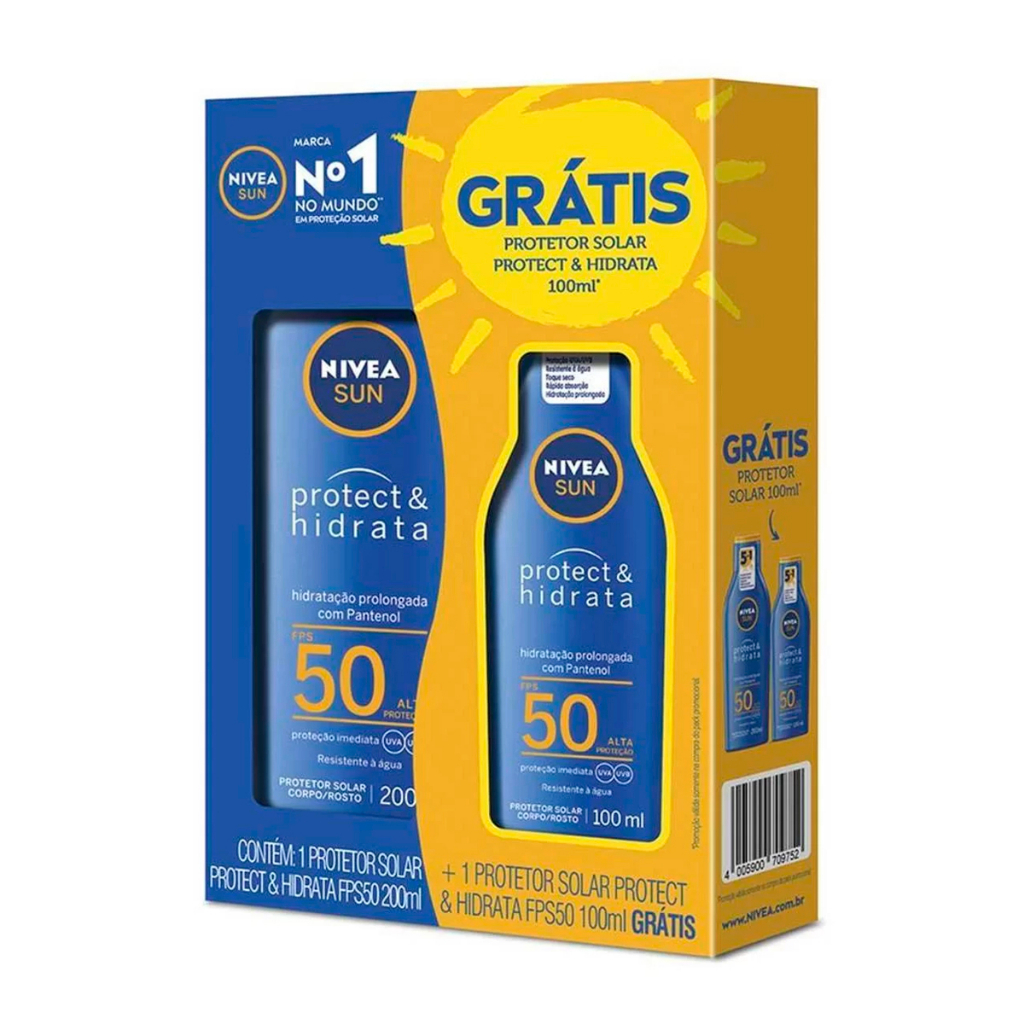 Kit Protetor Solar Nivea Sun Protect Hidrata 200ml 100ml