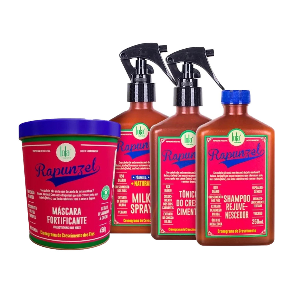 Kit Rapunzel Tonico De Crescimento 250ml Milk Spray 250ml Shampoo