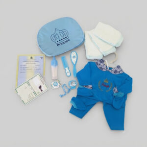 Kit Roupa Boneca Bebê Reborn Menino Bolsa Roupa Azul 15 Acessórios