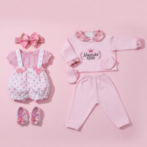 Kit Roupa Boneca Bebe Reborn Pijama Tiara Sapatinho Veste de 45 a
