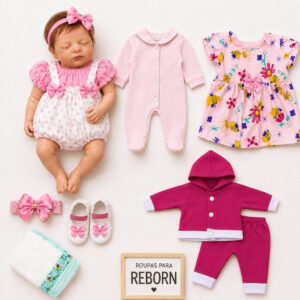 Kit Roupas Boneca Bebê Reborn 10 Peças Veste de 45 a 50cm Mamãe