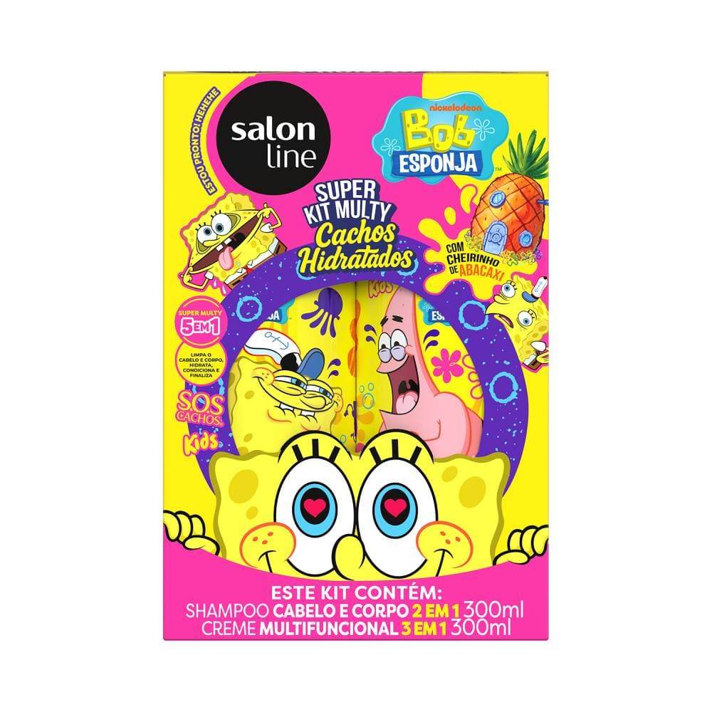 Kit Salon Line Kids Shampoo Creme Multifuncional Bob Esponja