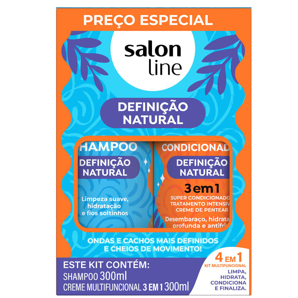 Kit Salon Line Shampoo Creme Multifuncional Definição Natural 300ml