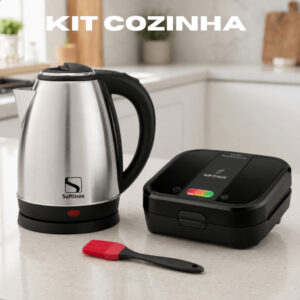 Kit Sanduicheira Grill Antiaderente Elétrica 127v 220v Chaleira