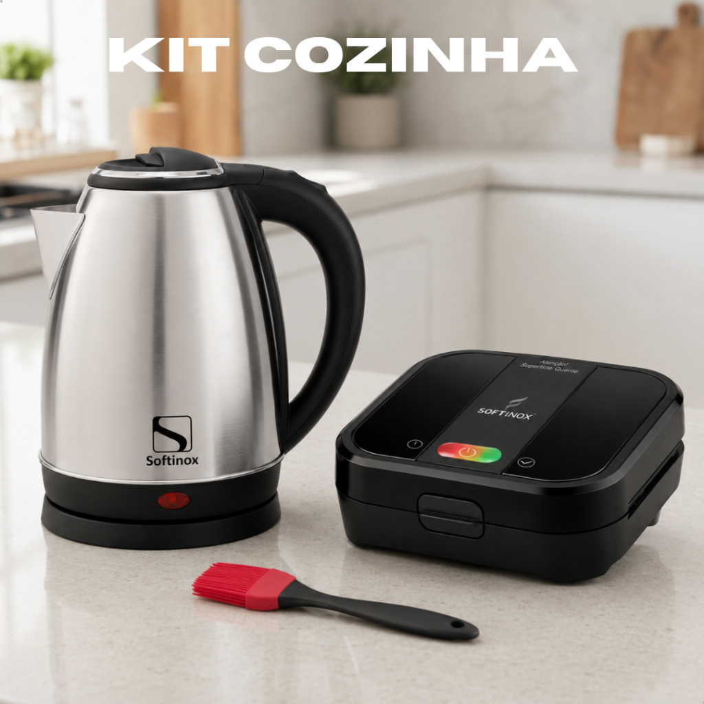 Kit Sanduicheira Grill Antiaderente Elétrica 127v 220v Chaleira