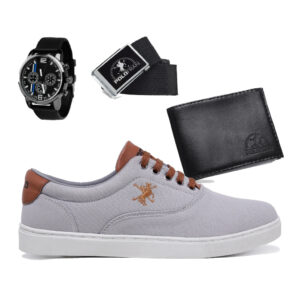 Kit Sapatênis Casual Polo Fran Cano Baixo Relógio Carteira Cinto Miami