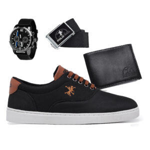 Kit Sapatênis Casual Polo Fran Cano Baixo Relógio Carteira Cinto Miami
