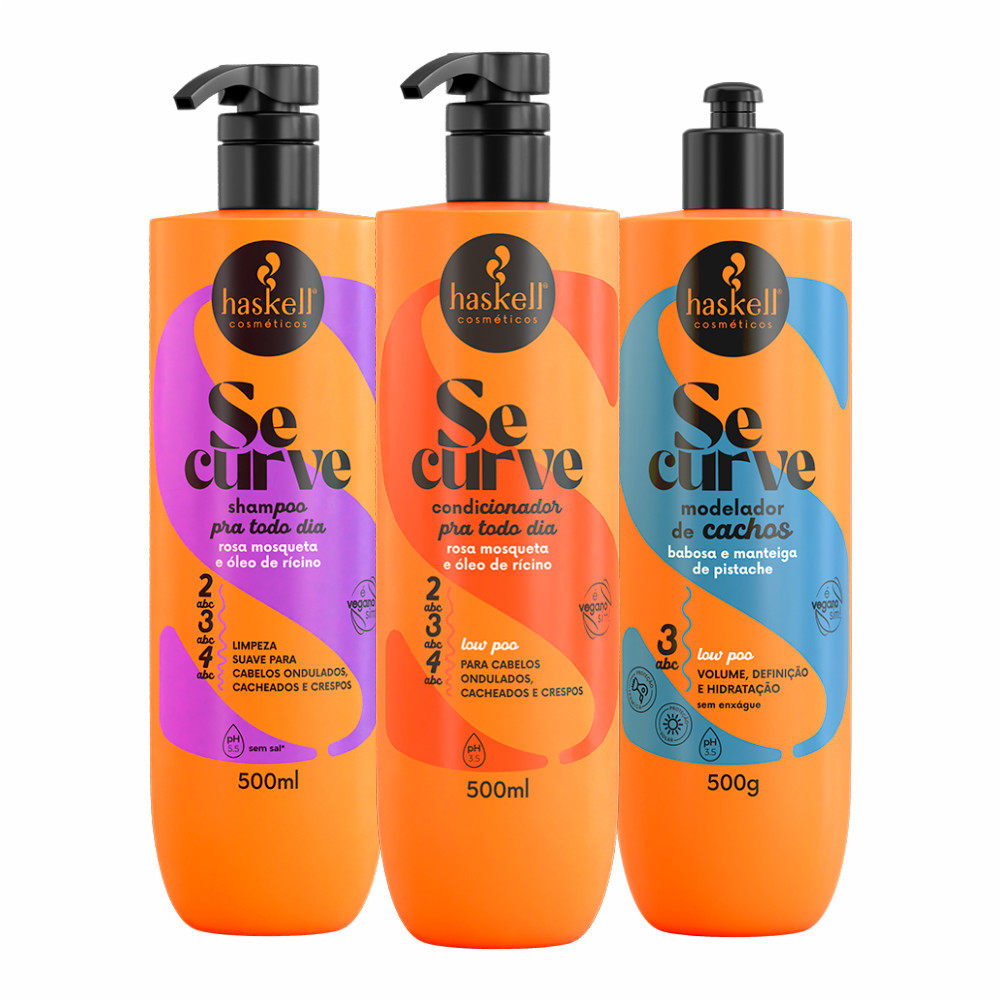 Kit Se Curve Cacheados Haskell 3 Itens Shampoo, Condicionador e