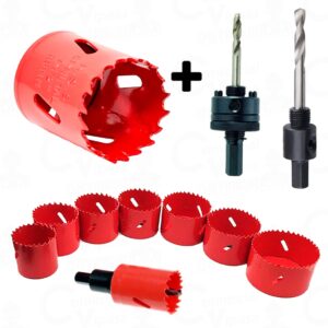 Kit Serra Copo Bimetal Haste Sextavada Com Broca Guia Furadeira