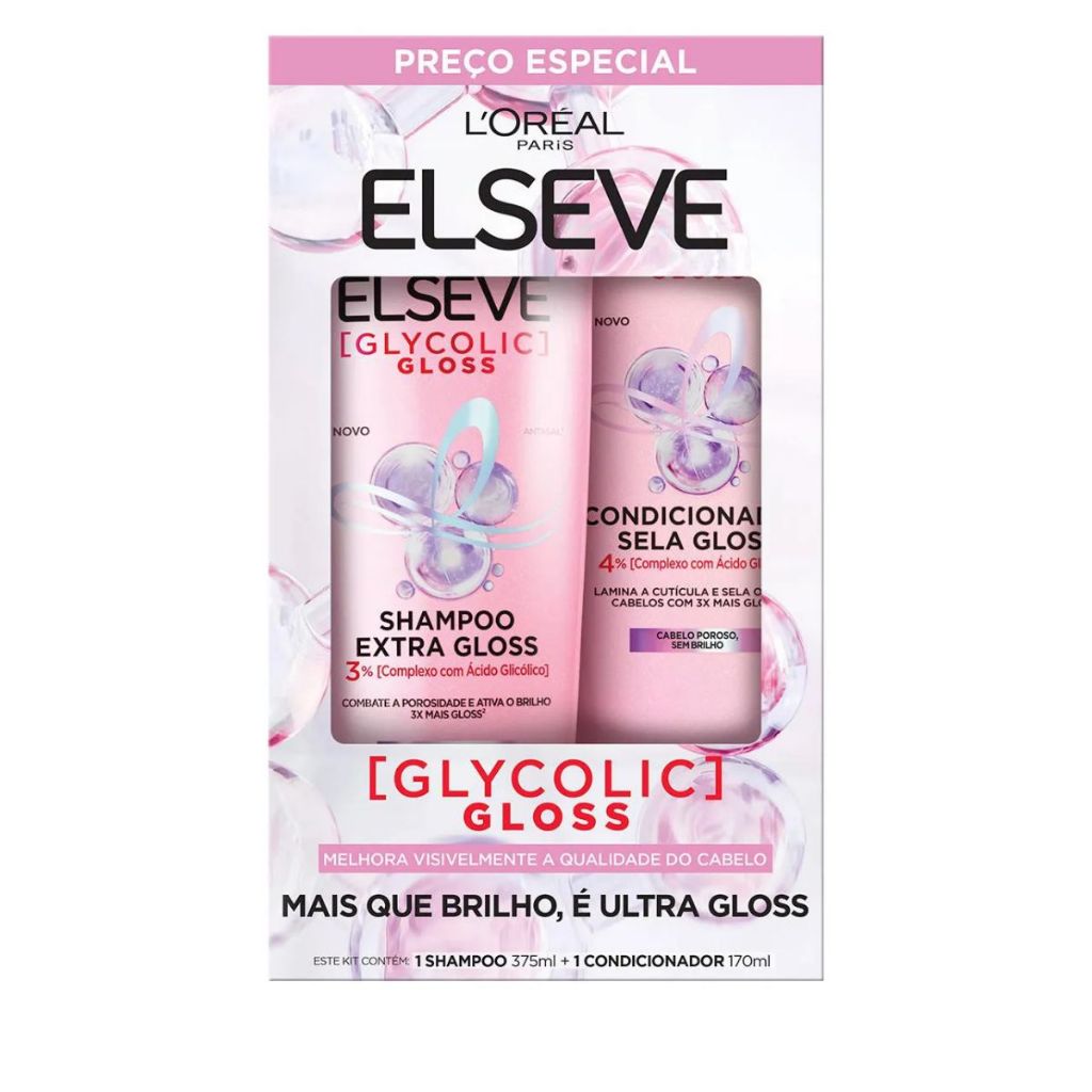 Kit Shampoo 375ml Cond 170ml Elseve Glycolic Gloss