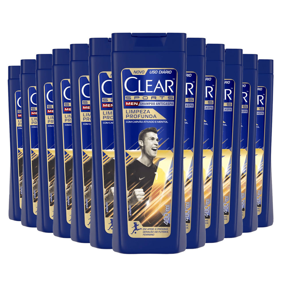 Kit Shampoo Anticaspa Clear Sports Men Limpeza Profunda 400ml 12