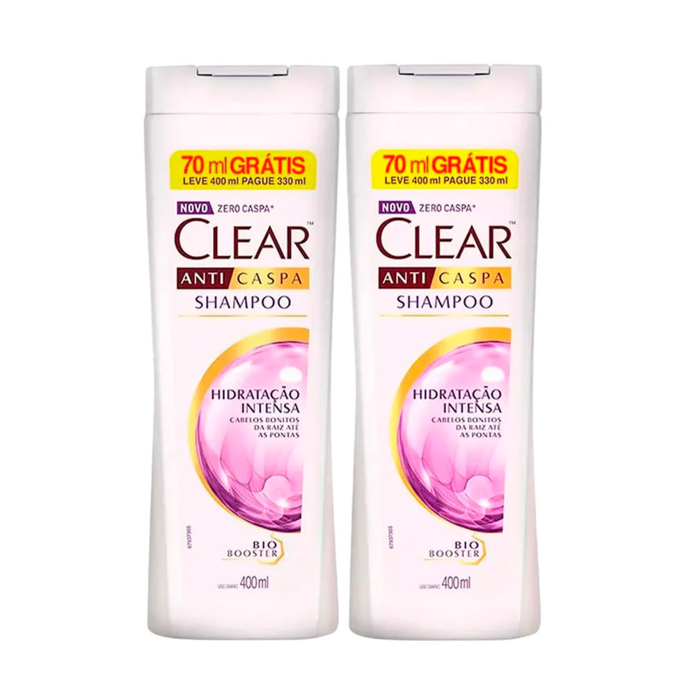 Kit Shampoo Clear Anticaspa Hidratação Intensa Leve 400ml Pague 330ml
