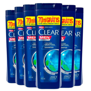 Kit Shampoo Clear AntiCaspa Ice Cool Menthol Leve 400ml Pague 330ml 6