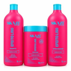 Kit Shampoo Condicionador E Mascara Skazi Cabelos Lisos 1L