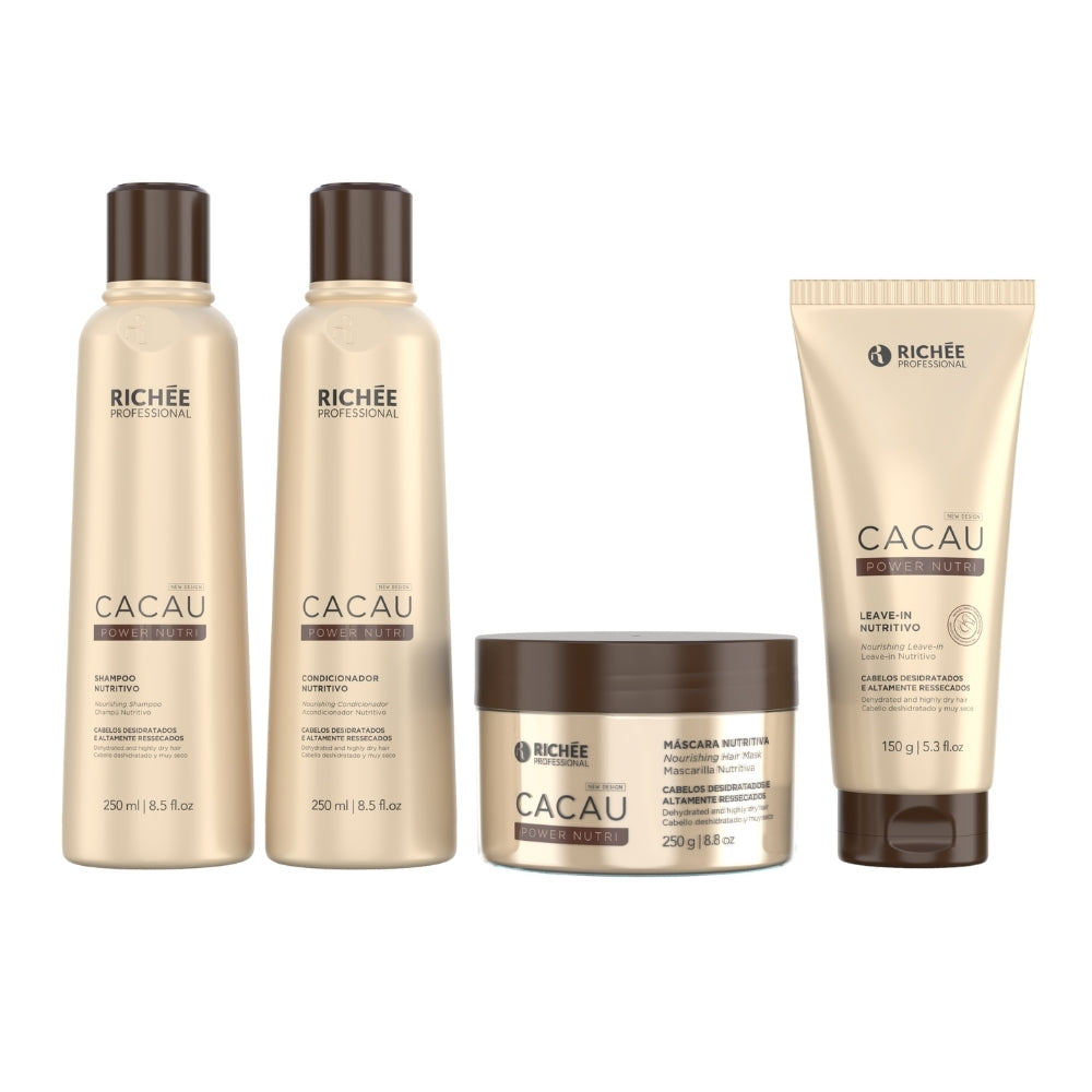 Kit Shampoo, Condicionador, Máscara e Leave-in Cacau Power Nutri