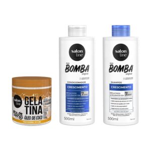 Kit Shampoo e Condicionador Sos Bomba Crescimento Gelatina Óleo de