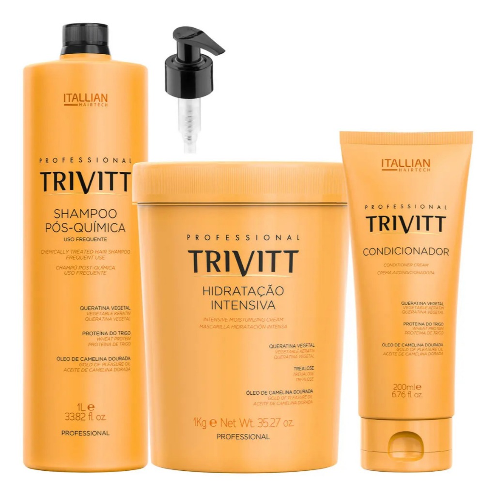 Kit Shampoo Pós Química 1L Hidratação Intensiva 1kg e Leavein — Cabelos